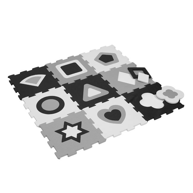 Covor Puzzle Forme Geometrice Alb Negre pentru Copii 32x32cm (9 piese) foto 2