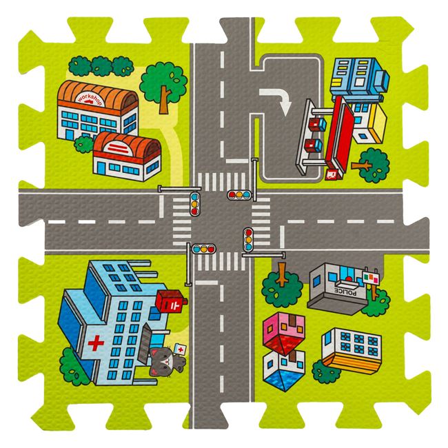 Covor Puzzle Strazi de Oras pentru Copii 31.5x31.5cm (9 Piese) foto 2