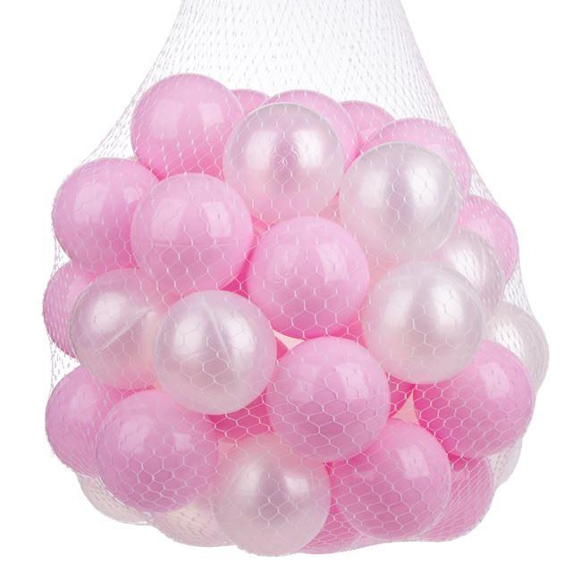 Bile Roz & Albe Argintii pentru Spatiu de Joaca 7cm - 50buc