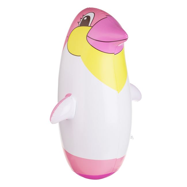 Jucarie Gonflabila Sac de Box Pinguin 3D Roz Galben 48cm