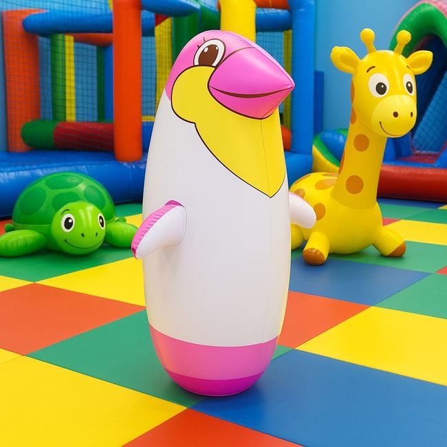 Jucarie Gonflabila Sac de Box Pinguin 3D Roz Galben 48cm foto 2