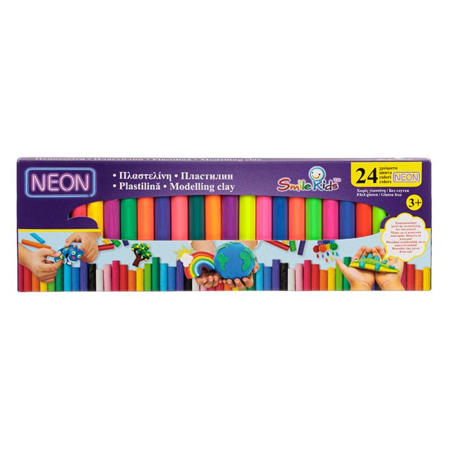Plastilina in Cutie 24 Culori Diferite Neon - 500g