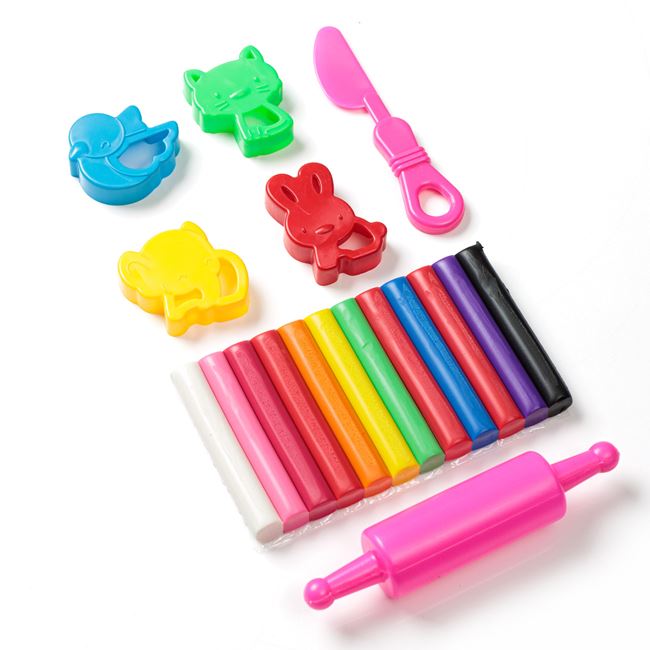 Set Plastilina 12 Culori Diferite cu Forme & Cilindru & Cutit - 18 piese foto 2