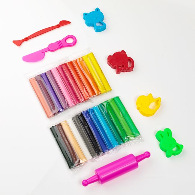 Galeata cu Plastilina 25 de Culori Diferite Forme Unelte & Cilindru - 425g foto 2